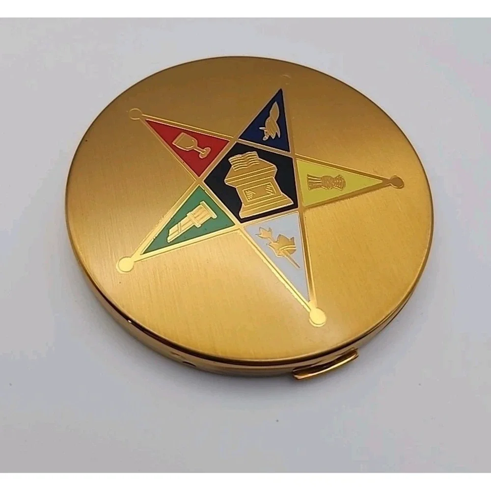 Vintage Elgin American Order Of Eastern Star Masonic 1950s Round Compact READ